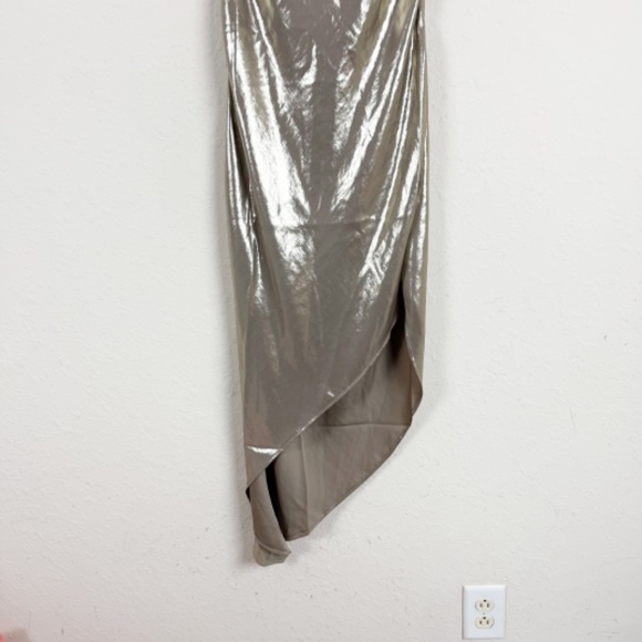 My Beachy Side Charlotte Gold Dress Old Hollywood Goddess Minimalist Luxury Sz S - Picture 5 of 8